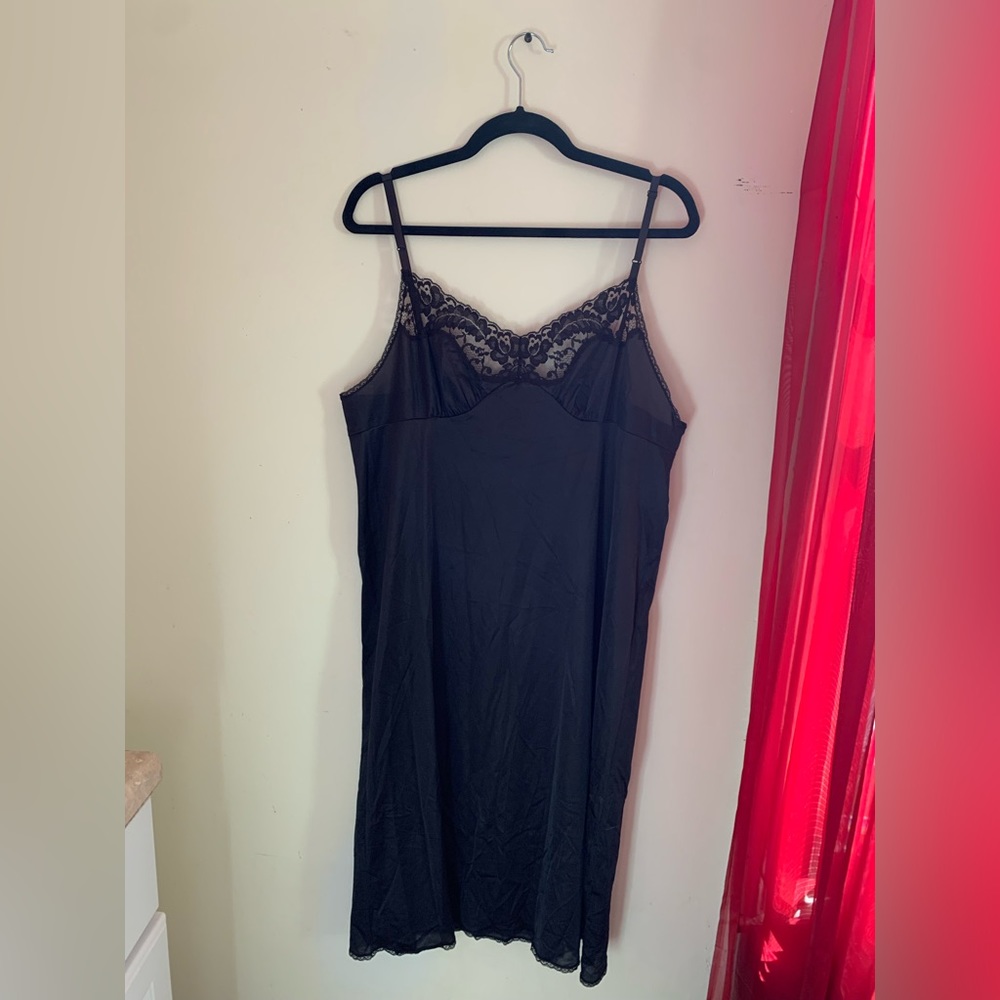 Vintage Vassarette Black Lace Slip Dress